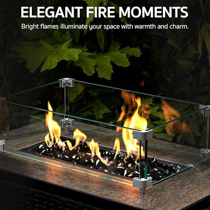 GASPRO 10 Pound Fire Glass Diamonds 1 Inch, Fire Pit Glass Rocks for Gas Fireplace and Fire Pit, Black, High Luster