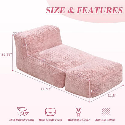 Hobestluk Giant Memory Foam Bean Bag Chairs for Adults (Soft Pink,Large) | Soft Fabric,Ergonomic Back Support,Lightweight,Easy Clean,No Assembly,Wear-resisting,For Livingroom Guest room