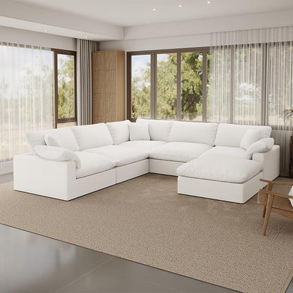 Cloud Modular Sectional Sofa,221.6" Down Filled Sofa 5 Seat with Chaise,Minimalist Sofa Cover Washable and Replaceable Couches for Living Room,Sectional Sofa Deep Seat