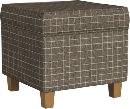 HomePop 18" Classic Square Storage Ottoman - Brown Windowpane