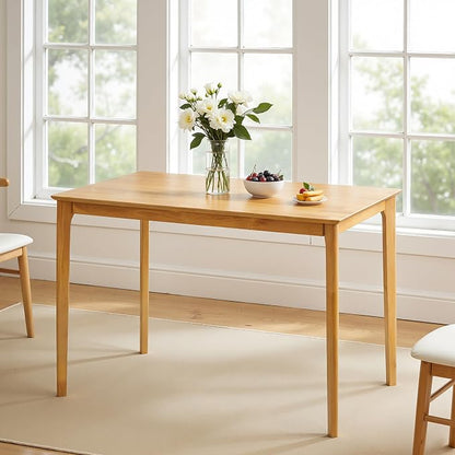 HOMYZOO Small Dining Table, 43 Inch Rectangular Solid Wood Kitchen Table for Small Space, Easy Assembly, Dining Room Table for Home, Apartment, Office, Natural