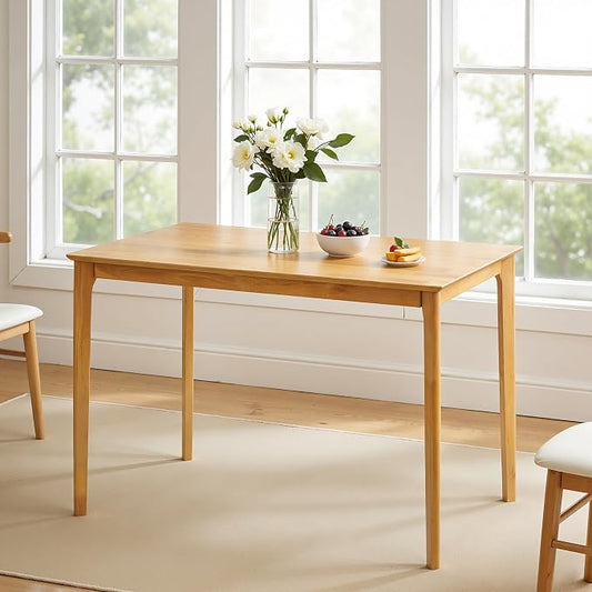 HOMYZOO Small Dining Table, 43 Inch Rectangular Solid Wood Kitchen Table for Small Space, Easy Assembly, Dining Room Table for Home, Apartment, Office, Natural