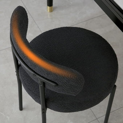 DYHOME Black Boucle Dining Chairs Set of 2, Mid Century Modern Kitchen Chairs with Curved Backrest and Metal Legs, Upholstered Dining Room Chairs