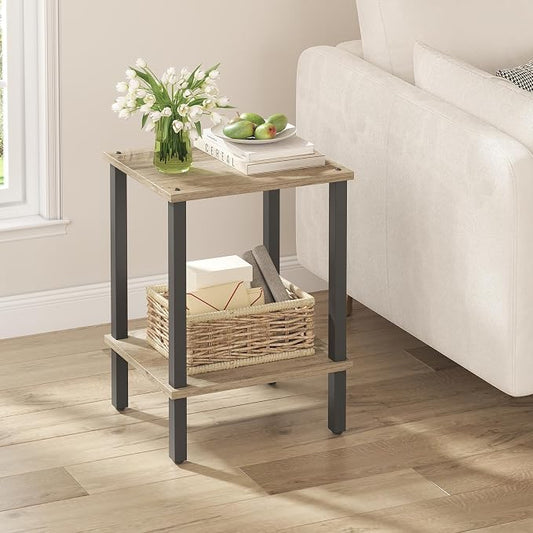 TUTOTAK End Table, Side Table, Nightstand, 2-Tier Storage Shelf, Sofa Side Table for Small Space, Living Room, Bed Room TB01BG034