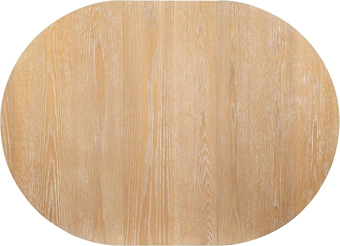 LUMISOL 42"-58" Extendable Round Dining Table for 4-6, Farmhouse Kitchen Table with 16” Middle Leaf and Curved Table Legs for Kitchen, Dining Room, Apartment, Natural Wood Wash