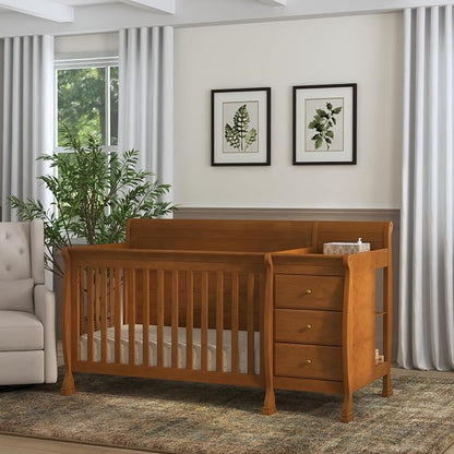 Davinci Kalani 4-in-1 Convertible Crib & Changer Combo, Chestnut | GREENGUARD Gold Certified, Converts to Toddler Bed, Daybed & Full-Size Bed, 4 Adjustable Mattress Heights, Easy to Assemble