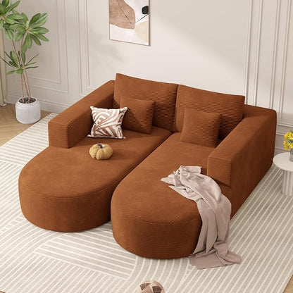 Modular Sectional Sofa Bed,Convertible Cloud Couches for Living Room,2 Chaise Corduroy Boneless Couch Sleeper Sofa Set,Oversized Chaise Lounge Chair for Bedroom,No Assembly Required,Brown 1PCS