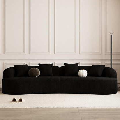 131" Curved Modular Sectional Sofa for Living Room, Modern Chenille Oversized Cloud Couch Sofa, Luxury Plush Extra Deep 4-Seater Boucle Couch for Apartment‌‌, No Assembly Required, Black