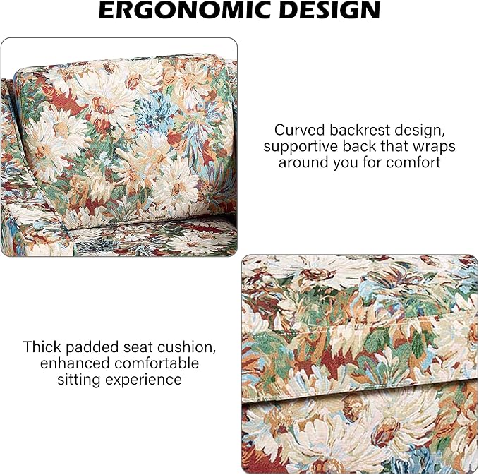 Swivel Accent Chair, Modern Round Barrel Arm Chair for Living Room, Bedroom, Comfy Club Reading Chairs for Adults (Orange Blooms, Set of 2)