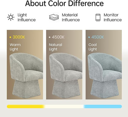 VKNOW Upholstered Swivel Dining Chairs Set of 2, Modern Dining Room Chairs with Barrel Back, Accent Arm Chair for Dining Room, Living Room, Bedroom, Vanity, Gray