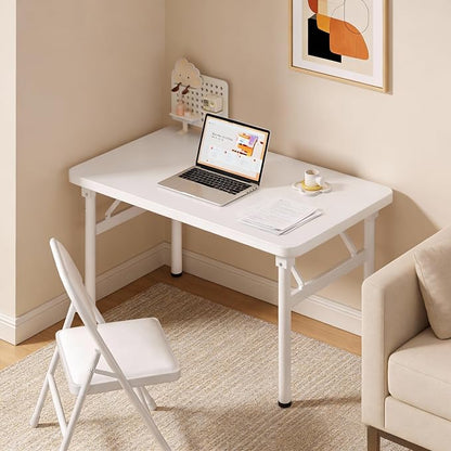 Small Folding Computer Desk - 39.4 Inch Foldable Small Spaces Compact Desk,No Assembly,Bedroom, Dorm and Apartment,Portable Study for Home Office Table
