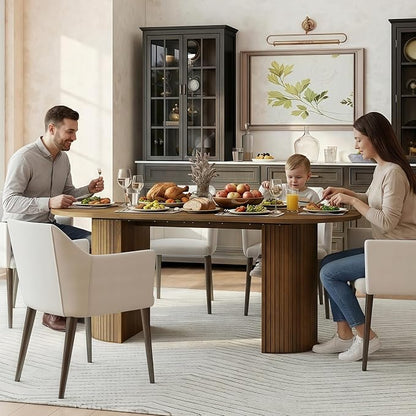 Oval Rectangular Dining Table for 4-8 People,70.87" Long Kitchen Table with Large Tabletop Wood Dinner Table Conference Meeting Table for Dining Room Living Room Kitchen,Brown