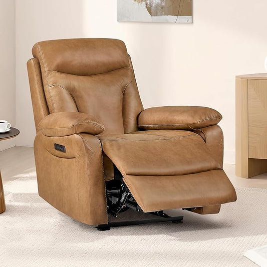 KISLOT Power Recliner Chair Wall Hugger Recliner with Adjustable Headrest and Footrest Dual Motor Electric Faux Leather Reclining Sofa with USB/Type-C Charging for RV Living Room Bedroom