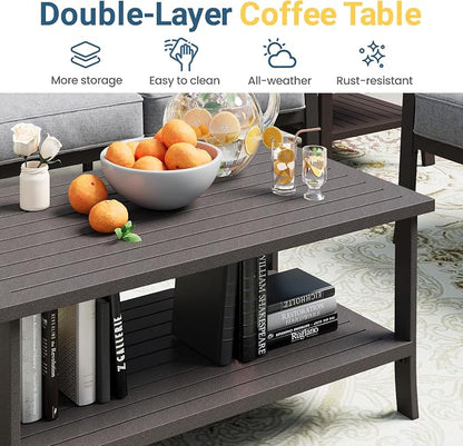 RoyalCraft Outdoor Patio Furniture Set, 9 Seats Outdoor Patio Set with 4" Thick Cushion, All-Weather Metal Patio Sofa with Coffee Table, Outdoor Sectional Furniture for Porch Backyard, Khaki&Grey