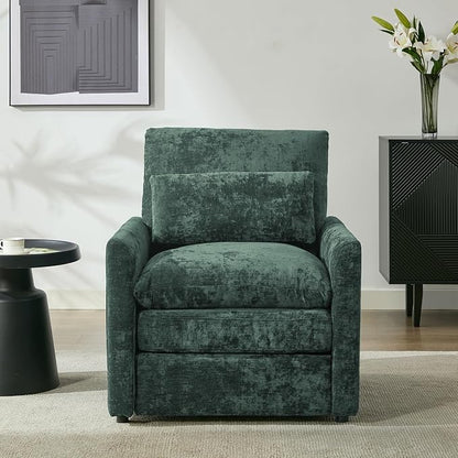 Iroomy Modern Accent Armchair – Cloud-Like Single Sofa with Pocket Spring Seat, Soft Chenille Fabric, Removable Cover, Cozy Lumbar Support for Living Room, Bedroom, Apartment, Green