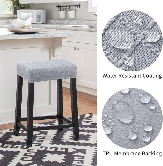 YISUN Stool Covers Rectangle - 2 Pack Stretch Waterproof Saddle Seat Cover Counter Bar Stools Bar Chairs Covers Kitchen Island Chairs Cushion Protector