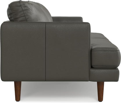 SIMPLIHOME Livingston 76" Wide x 33" High Sofa in Coal Top Grain Genuine Leather, Mid-Century Modern Loveseat for Living Room, Compact 2-Seater with Feather-Wrapped Cushions and Solid Wood Frame