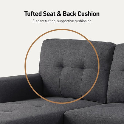 Lilola Home Convertible Sectional Sleeper Sofa Bed 84 Inch, L Shaped Couch with Pull Out Bed, Storage Chaise, Removable Back Cushions for Living Room, Office, Linen Fabric, Dark Gray