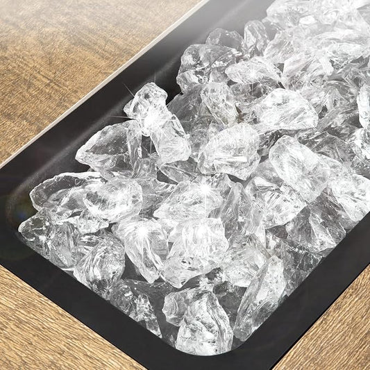 GASPRO 20 lbs Fire Glass for Propane Fire Pit, 1/2-Inch Decorative Firepit Glass Rock for Gas Fireplace, Ice Clear