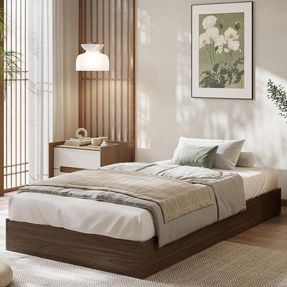 GarveeHome Twin Size Wood Platform Bed Frame, Wooden Bed Frame No Headboard, Wood Slat Support, No Box Spring Needed, Easy Assembly