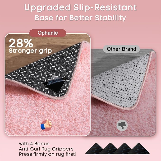 Ophanie Pink Area Rugs for Bedroom Girls, 6x9 Kids Fluffy Fuzzy Furry Shag Carpet, Plush Soft Cute Baby Shaggy Bedside Indoor Floor Rug for Teen Dorm Decor, Nursery with Over 99 pcs Pile fibers