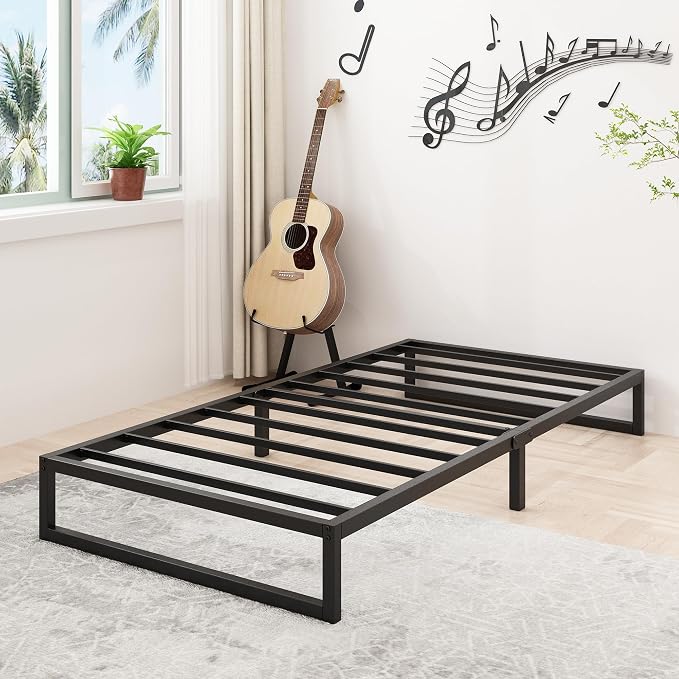 Lutown-Teen 9 Inch Twin Bed Frames Heavy Duty Metal Twin Platform Bed Frame No Box Spring Needed, Noise Free, Easy Assembly, Black