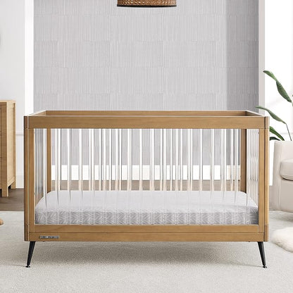 Delta Children Sloane 4-in-1 Acrylic Convertible Crib - Greenguard Gold Certified, Acorn/Matte Black