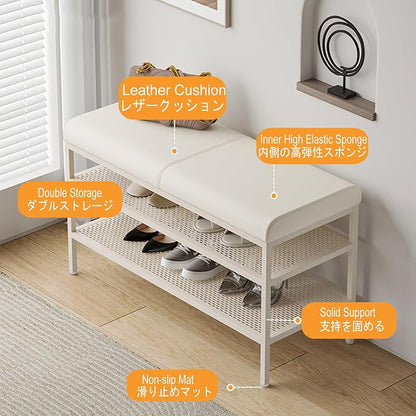 Shoe Rack Bench For Entryway/Closet,Storage Ottoman,Storage Bench,Shoe Organizer,Shoe Cabinet,Entryway Bench/Ottoman With Shoe Storage and Seating,for Living Room,Bedroom End of Bed,Installation Free