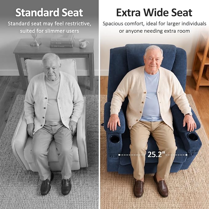 MCombo Power Lift Recliner Chair for Elderly R7510(Admiral, Large-Wide) | Oversized for Big and Tall, Heat and Massage, USB& Type C Charging Port, FSC Certified