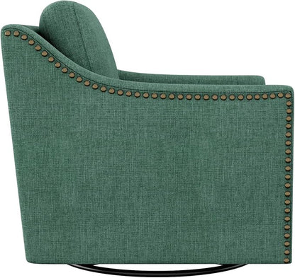 Swivel Accent Chair Set of 2，Armchair，Bronze Nail Decoration Comfy Living Room Chair,Single Sofa Chair，Reading Chairs,for Living Room Bedroom Reading Apartment (Green, 2 Green)