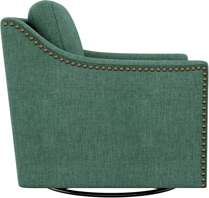 Swivel Accent Chair，Armchair，Bronze Nail Decoration Comfy Living Room Chair,Single Sofa Chair，Reading Chairs,for Living Room Bedroom Reading Apartment (Green, 1 Green)