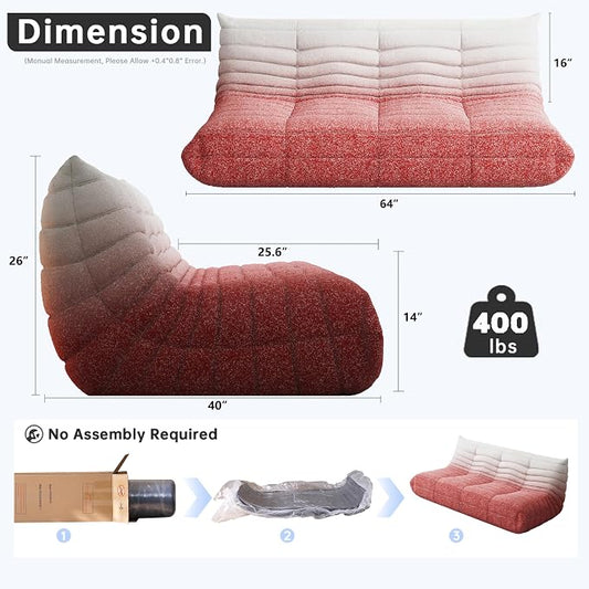 WHGBJA Bean Bag Chair for Adults with Memory Foam Couch, 3 Seater Bean Bag Sofa for Bedroom, Living Room, Reading, Gaming Floor Sofa Couch, Boneless, Comfy
