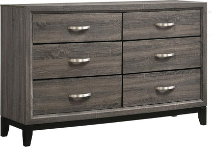Coaster Home Furnishings - Watson - Wood - 6-Drawer Dresser with Curved Pull Handles, Groove Detailing, and Nickel Hardware - Bedroom - Gray Oak - 212423