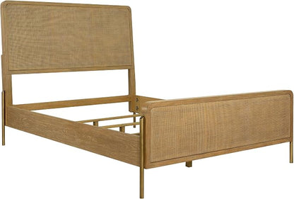 Coaster Home Furnishings Arini Coastal 5-Piece Bedroom Set Natural Cane Eastern King Size Panel Bed Frame 56-inch Headboard Sand Wash and Natural Cane 224300KE-S5
