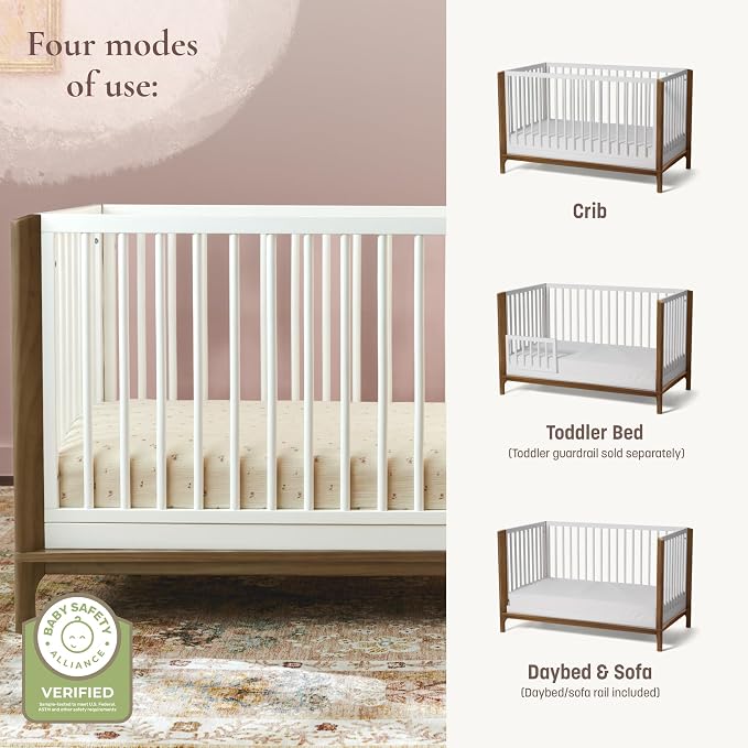 Little Seeds Laurel 4-in-1 Convertible Baby Crib to Toddler Bed in Black/Chestnut