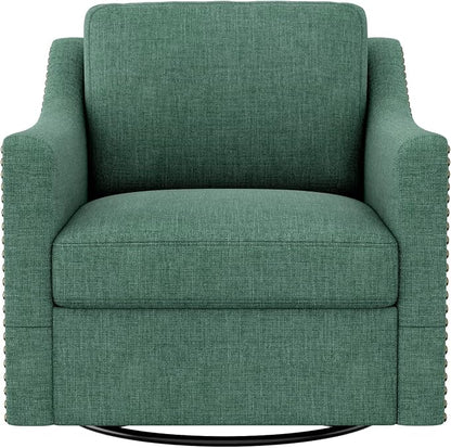 Swivel Accent Chair Set of 2，Armchair，Bronze Nail Decoration Comfy Living Room Chair,Single Sofa Chair，Reading Chairs,for Living Room Bedroom Reading Apartment (Green, 2 Green)