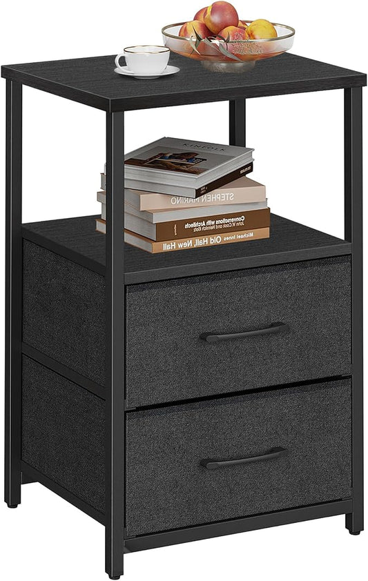 TUTOTAK End Table, Night Stand, Side Table, Nightstand with Cloth Drawer, Bedside Table for Livingroom, Bed Room, Black TB01BK087