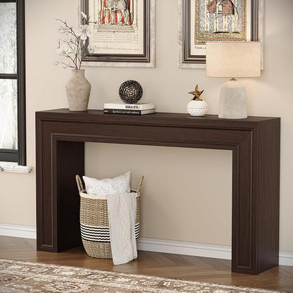 Rresyet 55 Inch Long Console Table, Sofa Table Behind Couch, Entryway Table, Farmhouse Entryway Table for Entrance, Hallway, Living Room (Cherry)