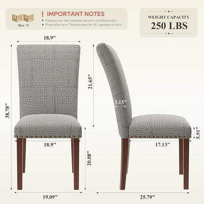 MALOL Dining Chairs Set of 4, High Back Dining Chair with Wood Legs and Nailhead Trim, Modern Padded Kitchen Room Chairs for Dining Room/Restaurant, Black/White