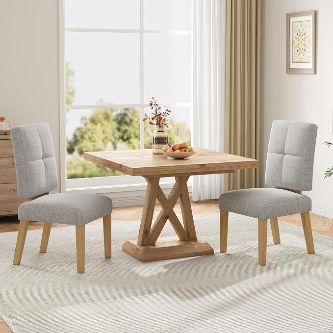 HOMRELEXA Wooden Dining Chairs Set of 2, Dining Room Chairs with Wood Legs, Cloud-Like Cushion & Reinforcement Structure Design for Kitchen/Living Room/Restaurant, Easy Assembly