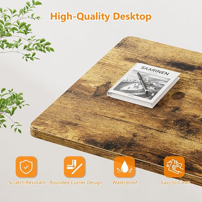 HOMIDEC Standing Desk, 32 Inch Portable Small Desk Adjustable Height, Rolling Home Office Desks with Wheels, Sit Stand Desk for Bedroom Walking Pad Home Office Small Space, Rustic