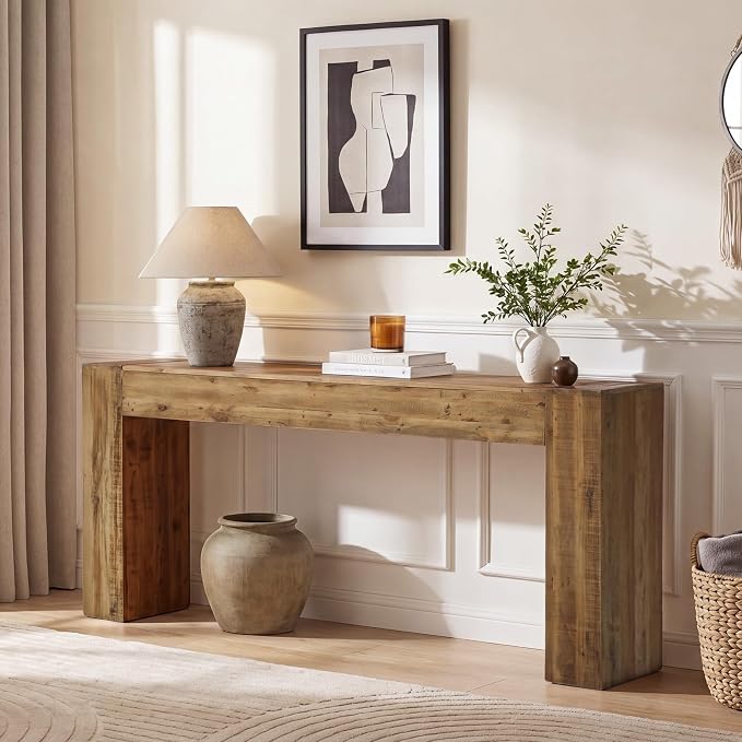 77" Reclaimed Solid Wood Console Table for Entryway, Extra Long Rectangular Sofa Table Behind Couch, Modern Farmhouse Hallway Entry Table for Living Room, Hallway, Foyer, 20 Mins Easy Assembly
