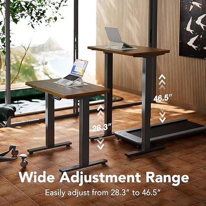 HUANUO 55 x 28 inch Electric Standing Desk Adjustable Height, 4 Memory Height Settings, Sit Stand Up Desk for Home Office & Computer Workstation, Black Walnut