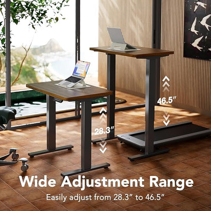 HUANUO 63 x 28 inch Electric Standing Desk Adjustable Height, 4 Memory Height Settings, Sit Stand Up Desk for Home Office & Computer Workstation, Black Walnut