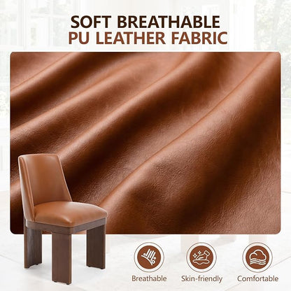 RIVOVA Upholstered Dining Chairs Set of 2, Modern Wooden Dining Room Chair PU Leather Kitchen Chairs Farmhouse Dinner Chair, Brown