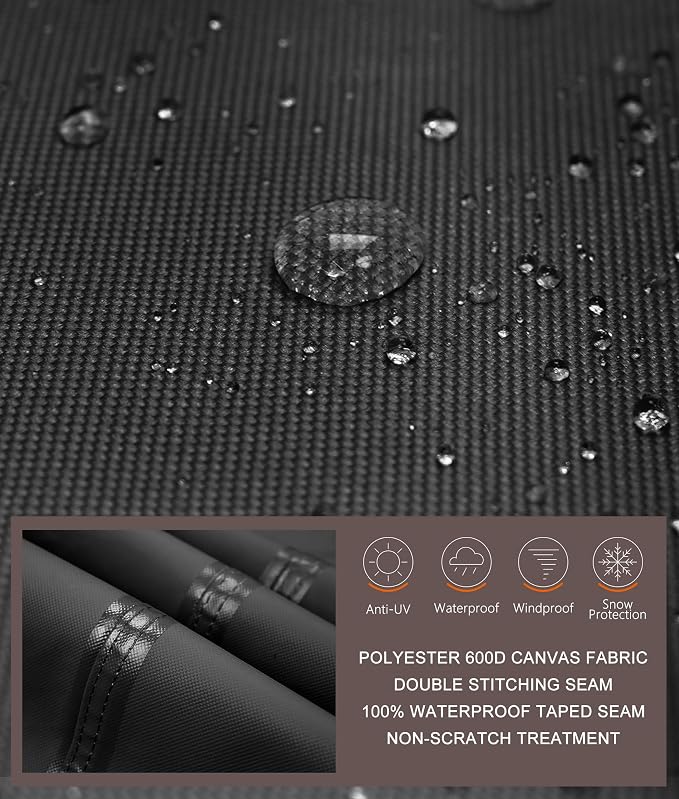 ULTCOVER Rectangular Gas Fire Pit Table Cover 44x32 inch Waterproof Heavy Duty Firepit Cover, Black