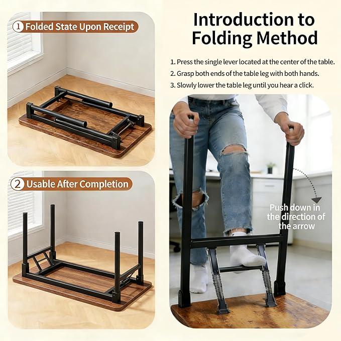 Small Folding Computer Desk - 31.5 Inch Foldable Small Spaces Compact Desk,No Assembly,Bedroom, Dorm and Apartment,Portable Study for Home Office Table