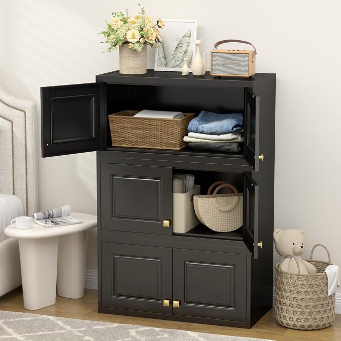UNICOLY 15" Wall Mounted Storage Cabinet, Small Armoire Wardrobe Closet, Small Hanging Cabinet for Bedroom School, Employee, Gym, Armarios De Ropa para Dormitorio, Assembly Required, Black