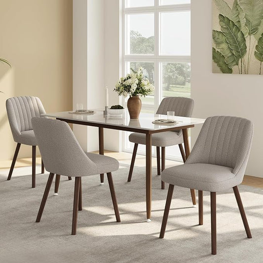 MALOL Upholstered Dining Chairs Set of 4, Modern Fabric Kitchen Chairs with Back, Wood Legs for Kitchen Dining Room Restaurant, Taupe