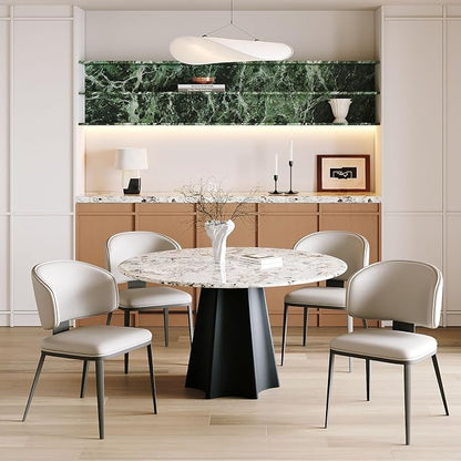 Dining Chairs Modern High Backrest Comfortable, Fashion Upholstered Kitchen Chair Armless Dinner Chair with Metal Legs for All Rooms (Light Grey, Set of 2)
